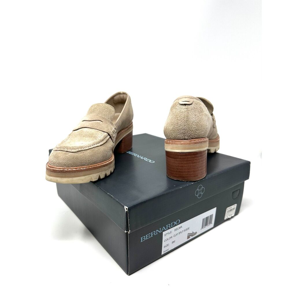 Bernardo Selma Clay Split Suede Chunky Loafers - Women's Size 8M